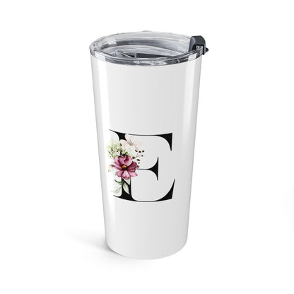 Elegant Letter "A-Z" Floral Monogram Tumbler 20oz