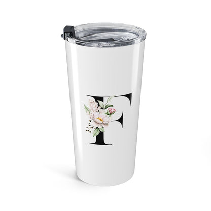 Elegant Letter "A-Z" Floral Monogram Tumbler 20oz