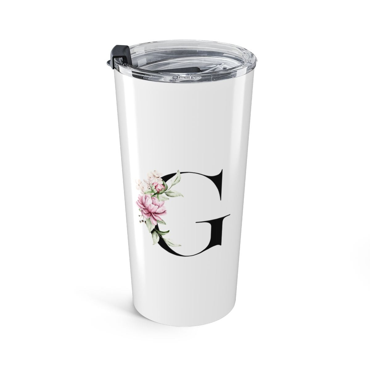 Elegant Letter "A-Z" Floral Monogram Tumbler 20oz