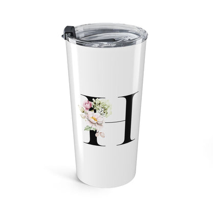 Elegant Letter "A-Z" Floral Monogram Tumbler 20oz