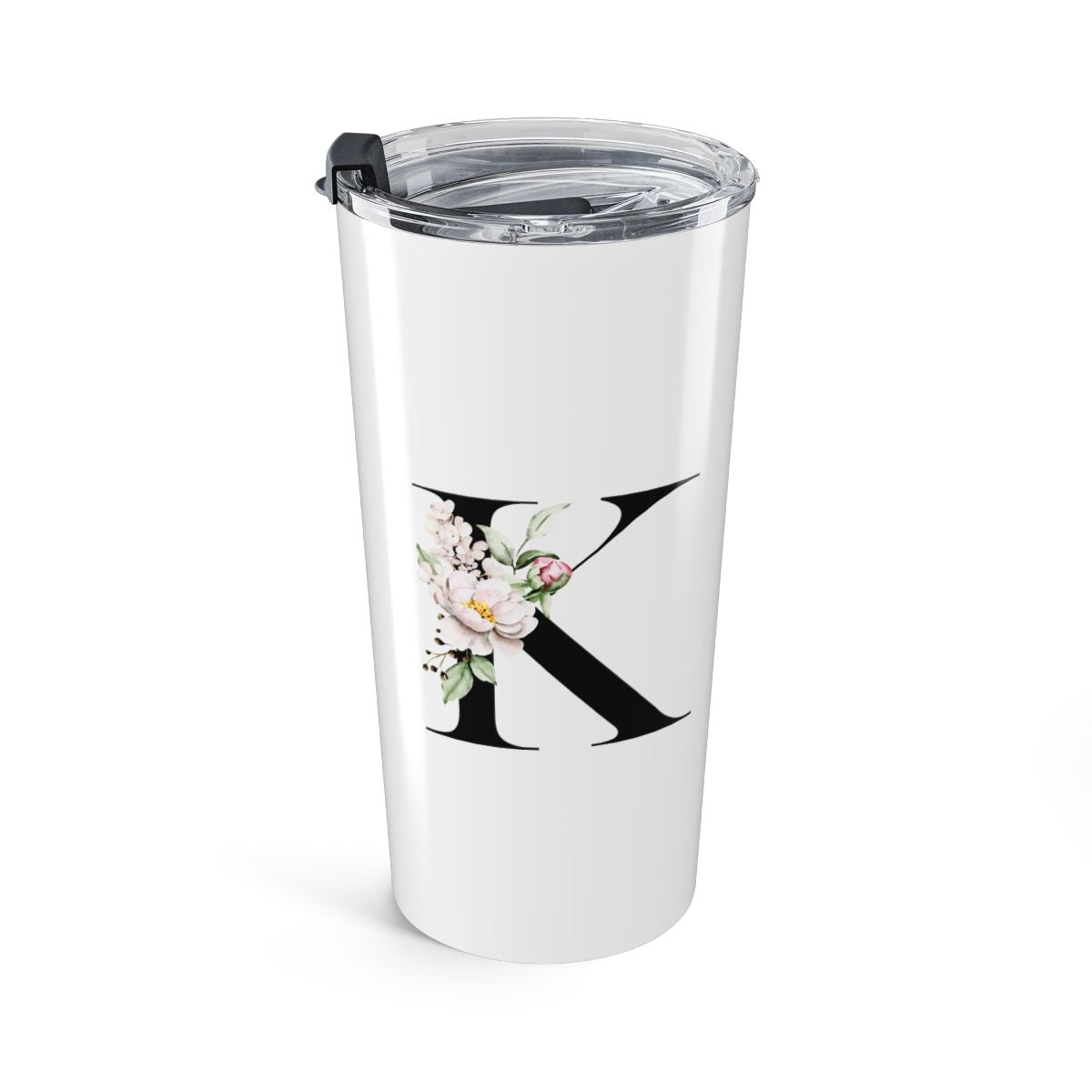 Elegant Letter "A-Z" Floral Monogram Tumbler 20oz
