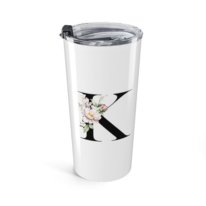 Elegant Letter "A-Z" Floral Monogram Tumbler 20oz