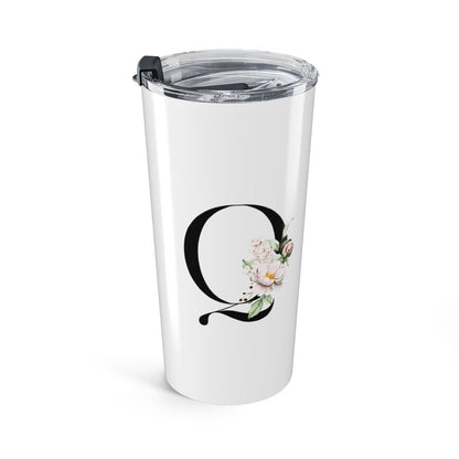 Elegant Letter "A-Z" Floral Monogram Tumbler 20oz