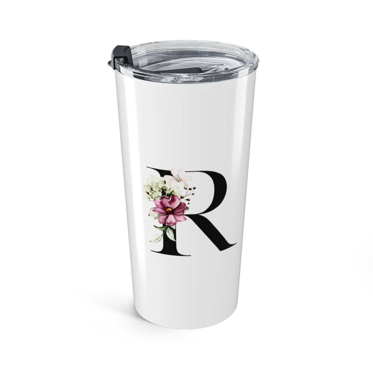 Elegant Letter "A-Z" Floral Monogram Tumbler 20oz