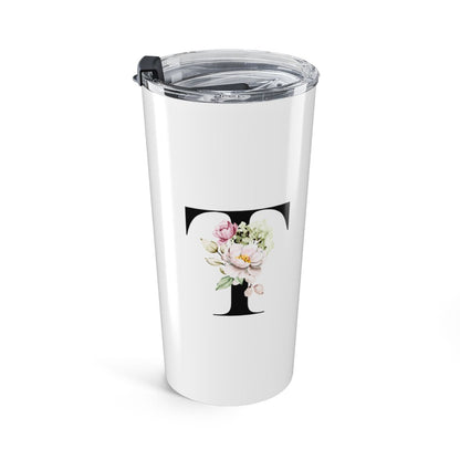 Elegant Letter "A-Z" Floral Monogram Tumbler 20oz