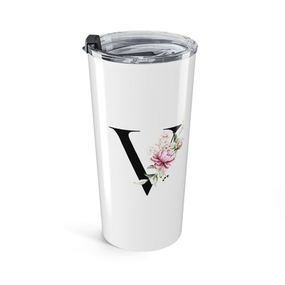 Elegant Letter "A-Z" Floral Monogram Tumbler 20oz