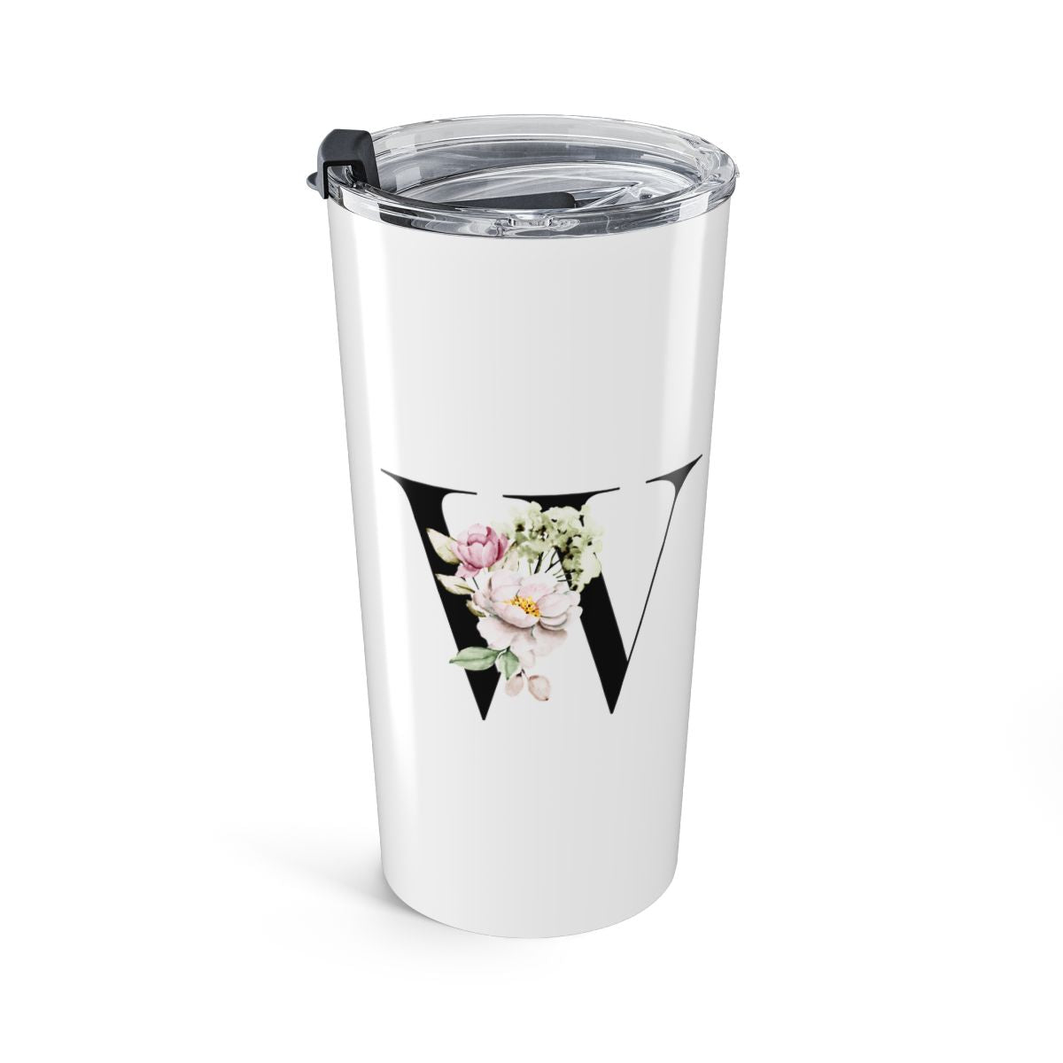 Elegant Letter "A-Z" Floral Monogram Tumbler 20oz