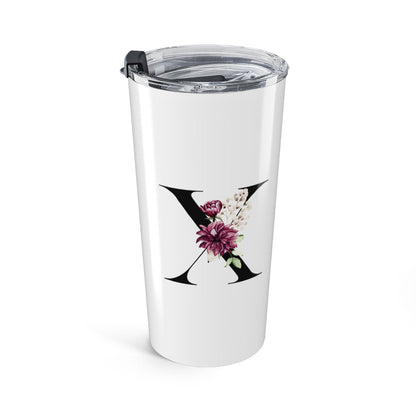 Elegant Letter "A-Z" Floral Monogram Tumbler 20oz