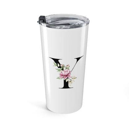 Elegant Letter "A-Z" Floral Monogram Tumbler 20oz