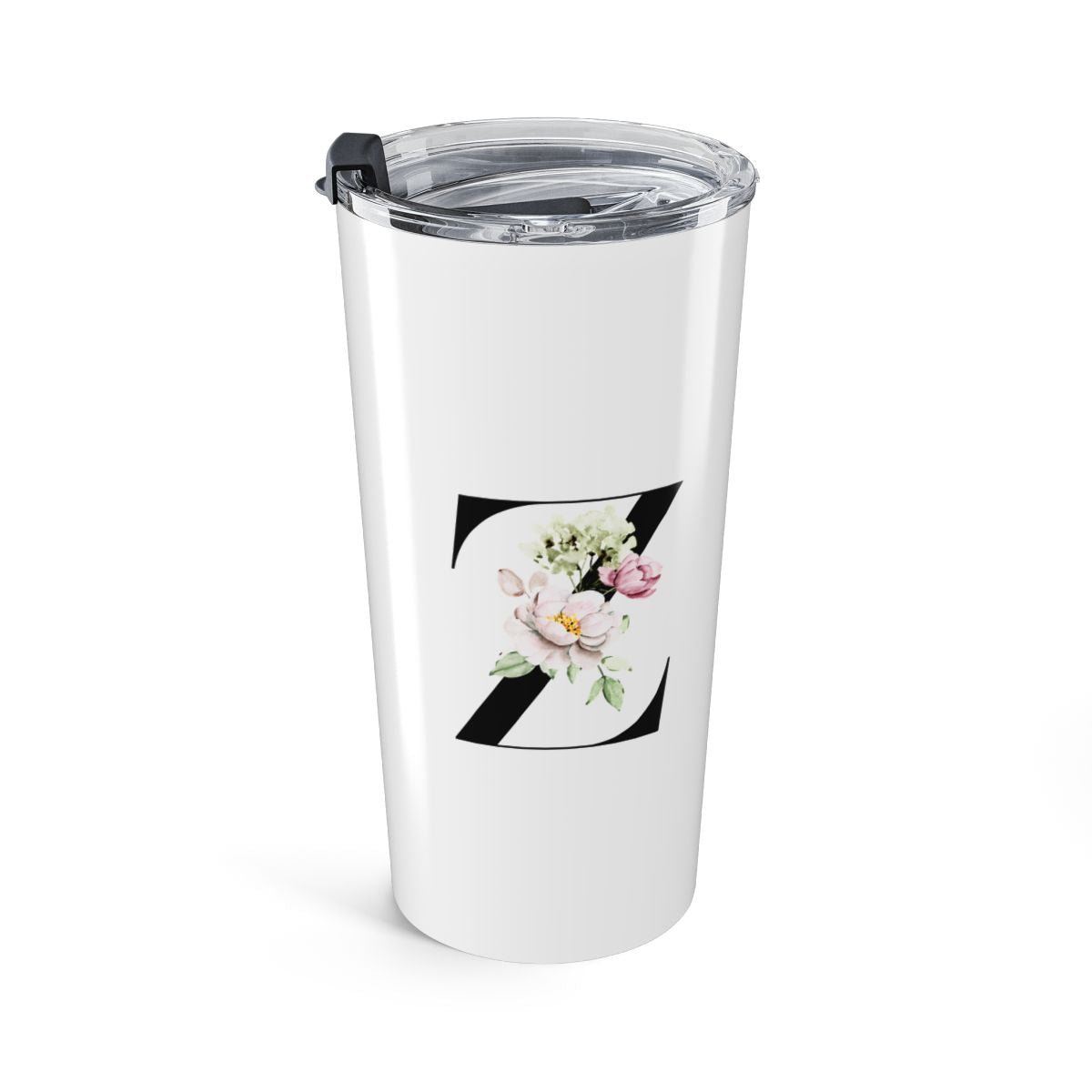 Elegant Letter "A-Z" Floral Monogram Tumbler 20oz