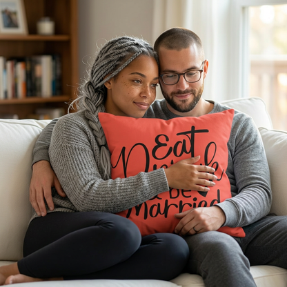 Eat Drink & Be Married Faux Suede Square Pillow