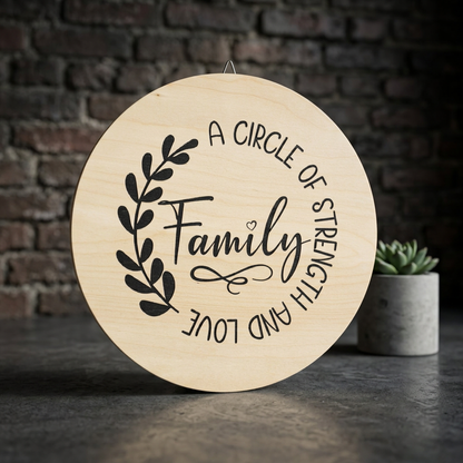 A Circle of Strength and Love Family Wood Wall Sign