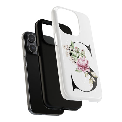 Floral Monogram 'S' Tough  Protective Magnetic Phone Case