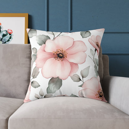 Floral Blush Decorative Flower Square Pillow