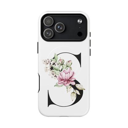 Floral Monogram 'S' Tough  Protective Magnetic Phone Case