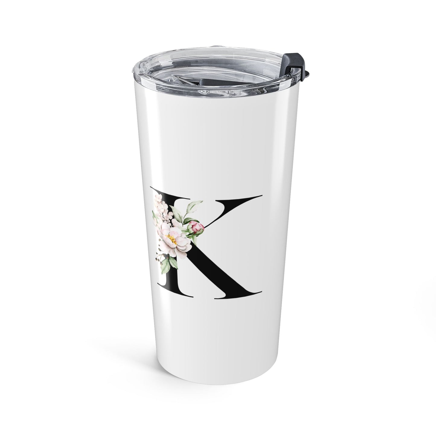 Elegant Letter "K" Floral Monogram Tumbler 20oz