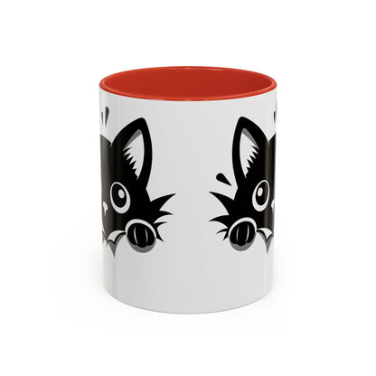 Peek-A-Boo Black Cat Accent Coffee Mug (11, 15oz)