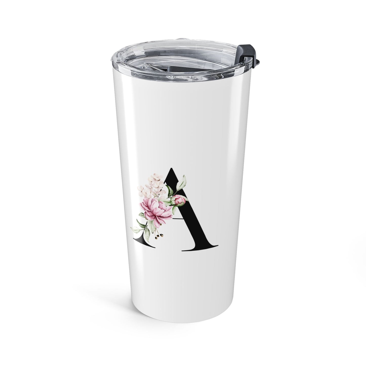 Elegant Letter "A" Floral Monogram Tumbler 20oz