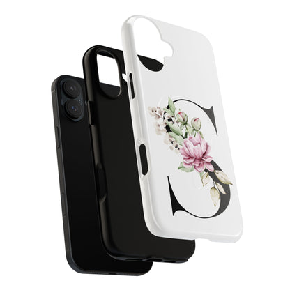 Floral Monogram 'S' Tough  Protective Magnetic Phone Case