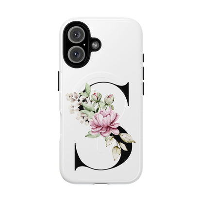 Floral Monogram 'S' Tough  Protective Magnetic Phone Case