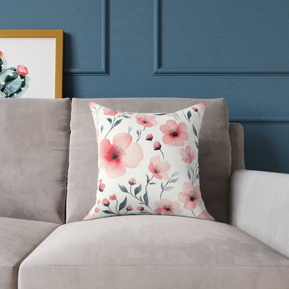 Floral Blossom Square Watercolor Throw Pillow