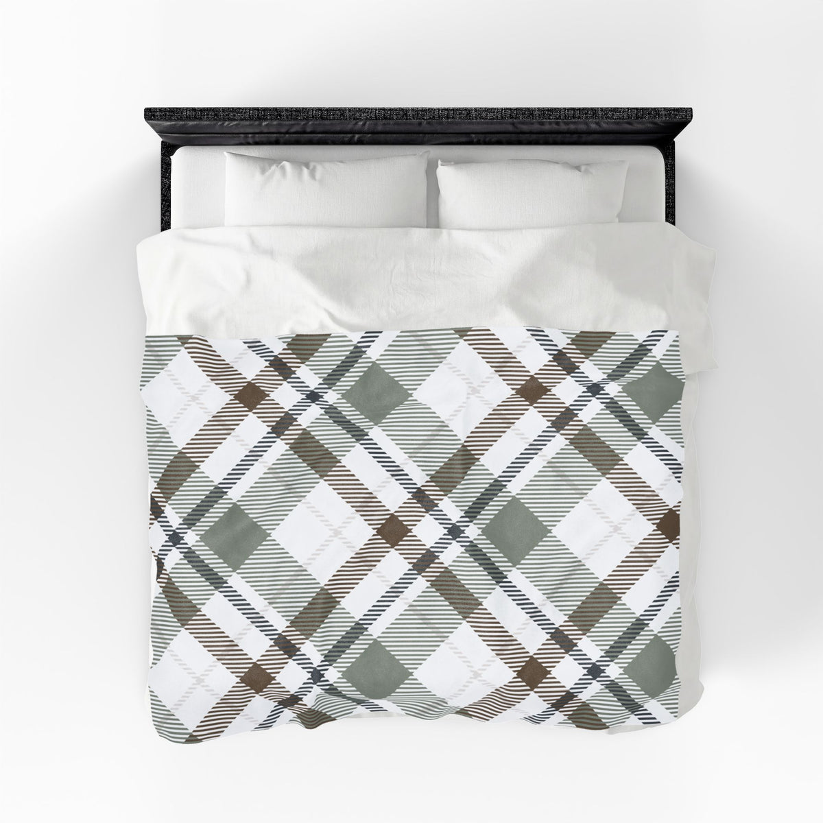 Cozy Green & Brown Plaid Velveteen Throw Blanket