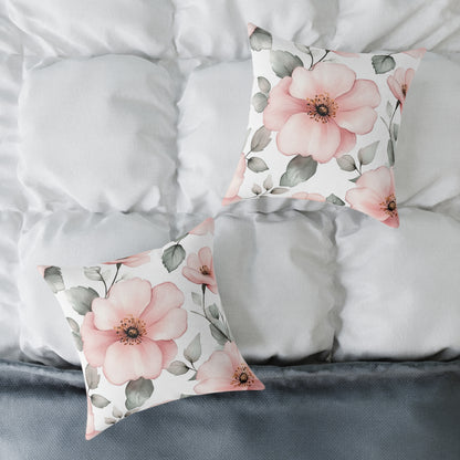 Floral Blush Decorative Flower Square Pillow