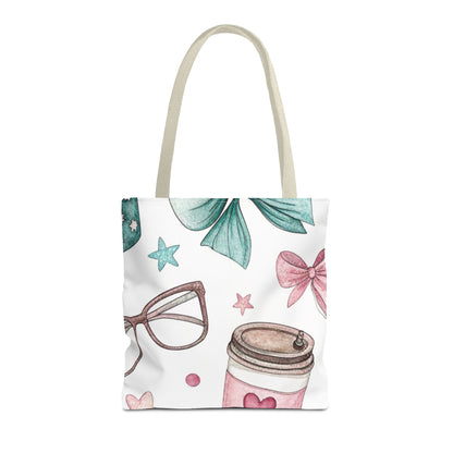 Cute Coffee & Glasses Tote Bag