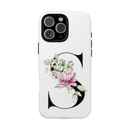 Floral Monogram 'S' Tough  Protective Magnetic Phone Case