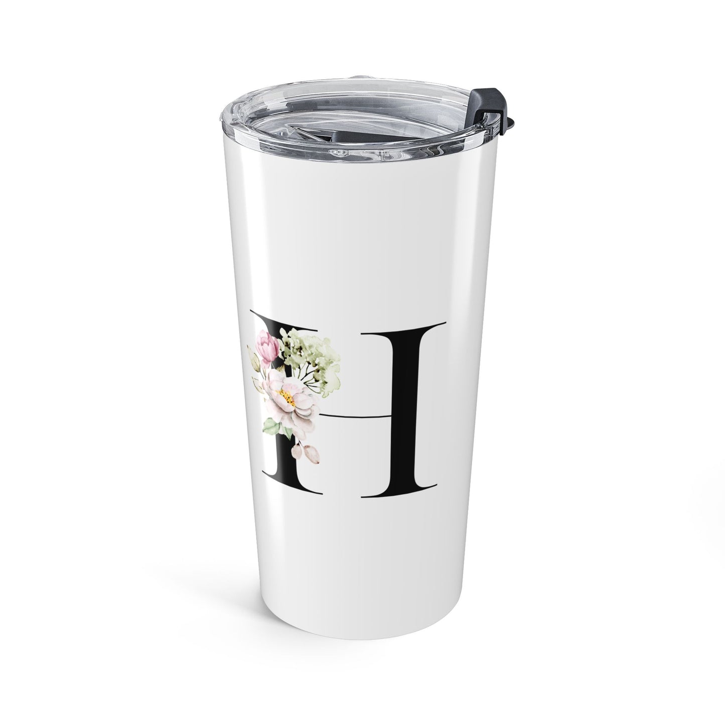 Elegant Letter "H" Floral Monogram Tumbler 20oz