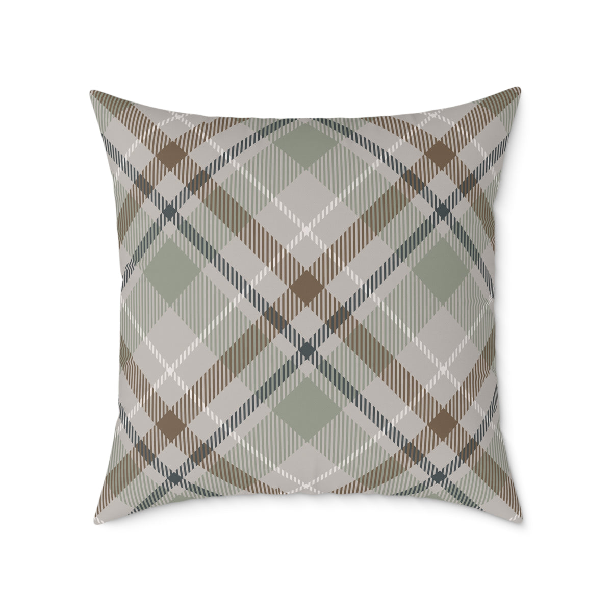 Rustic Green & Taupe Square Throw Pillow
