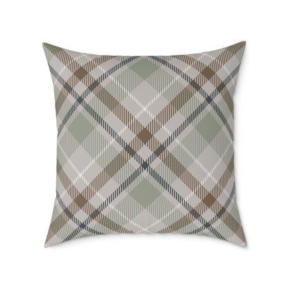 Rustic Green & Taupe Square Throw Pillow