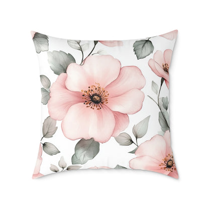 Floral Blush Decorative Flower Square Pillow
