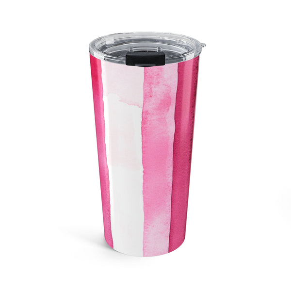 Pink Watercolor Stripe Tumbler 20oz