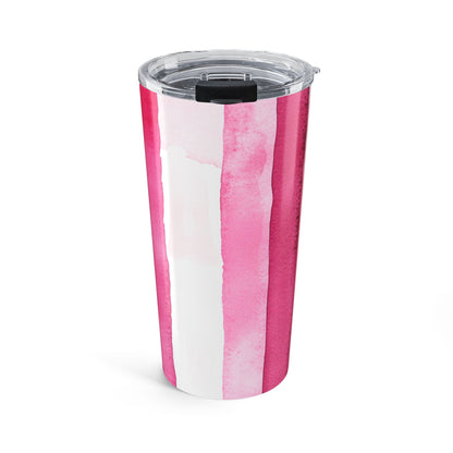 Pink Watercolor Stripe Tumbler 20oz