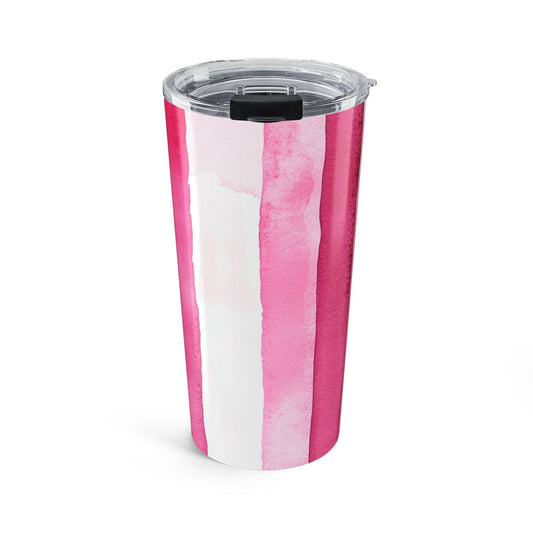 Pink Watercolor Stripe Tumbler 20oz