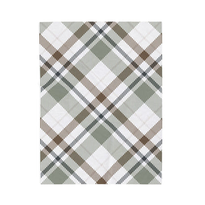 Cozy Green & Brown Plaid Velveteen Throw Blanket