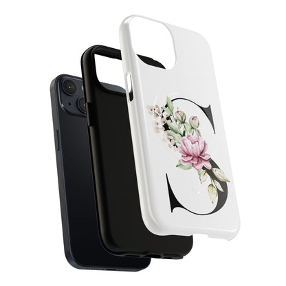 Floral Monogram 'S' Tough  Protective Magnetic Phone Case