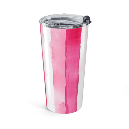 Pink Watercolor Stripe Tumbler 20oz