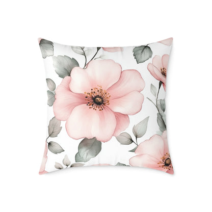 Floral Blush Decorative Flower Square Pillow