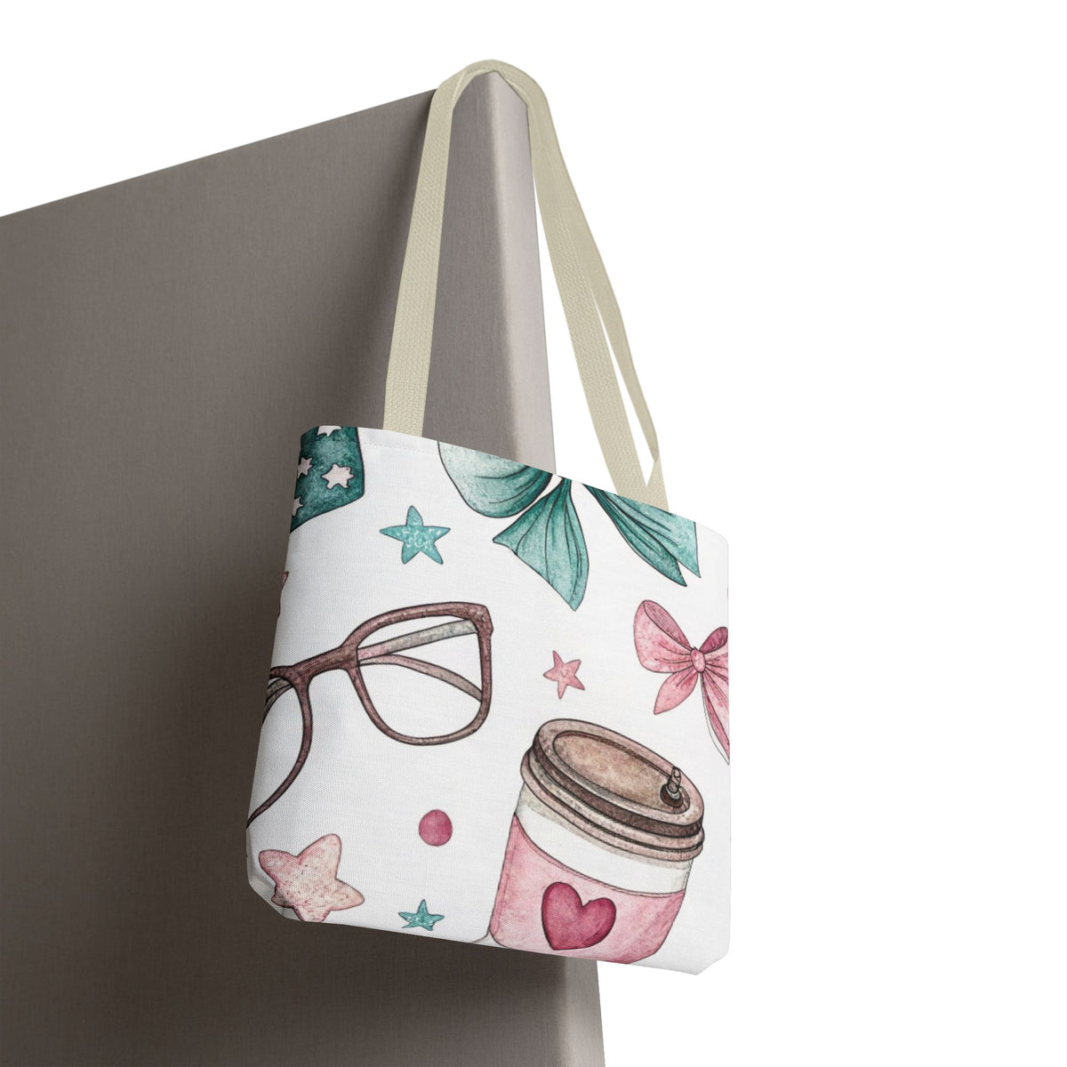 Cute Coffee & Glasses Tote Bag