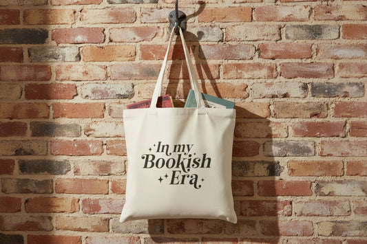 "In My Bookish Era" Literary Canvas Cotton Tote Bag