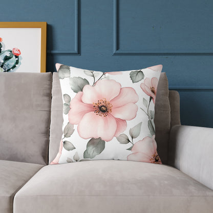 Floral Blush Decorative Flower Square Pillow