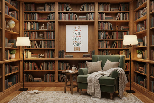 "Big Coffee Big Dreams & Even Bigger Books" Canvas Wall Art