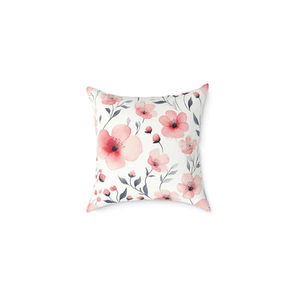 Floral Blossom Square Watercolor Throw Pillow
