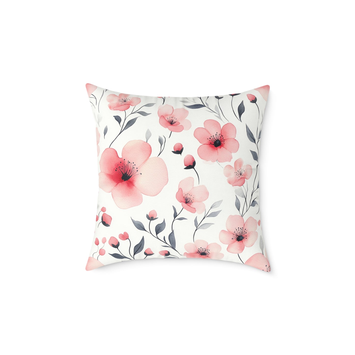 Floral Blossom Square Watercolor Throw Pillow
