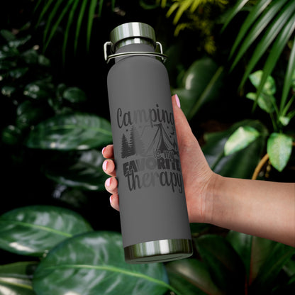 Camping Is My Favorite Therapy Vacuum Insulated Bottle 22oz