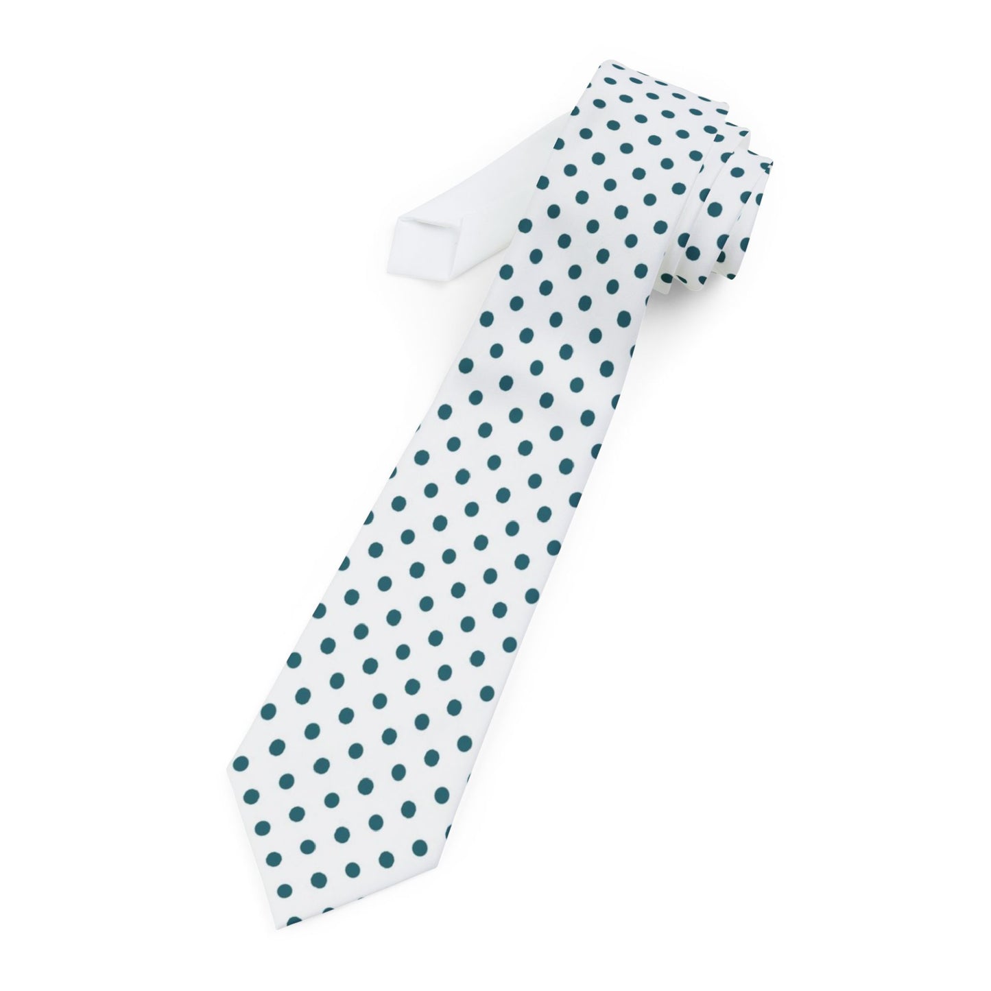 Slim White with Teal Polka Dot Necktie