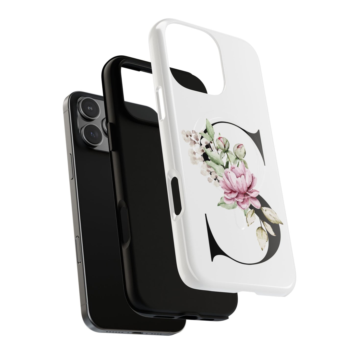 Floral Monogram 'S' Tough  Protective Magnetic Phone Case