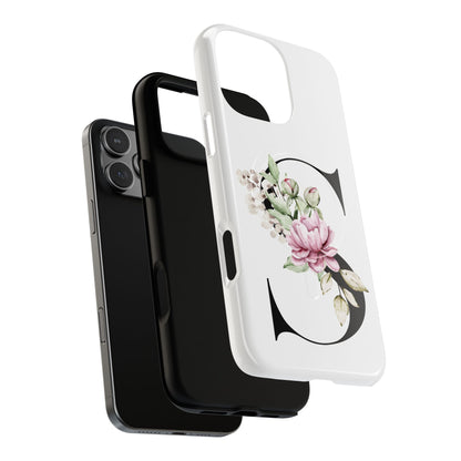 Floral Monogram 'S' Tough  Protective Magnetic Phone Case